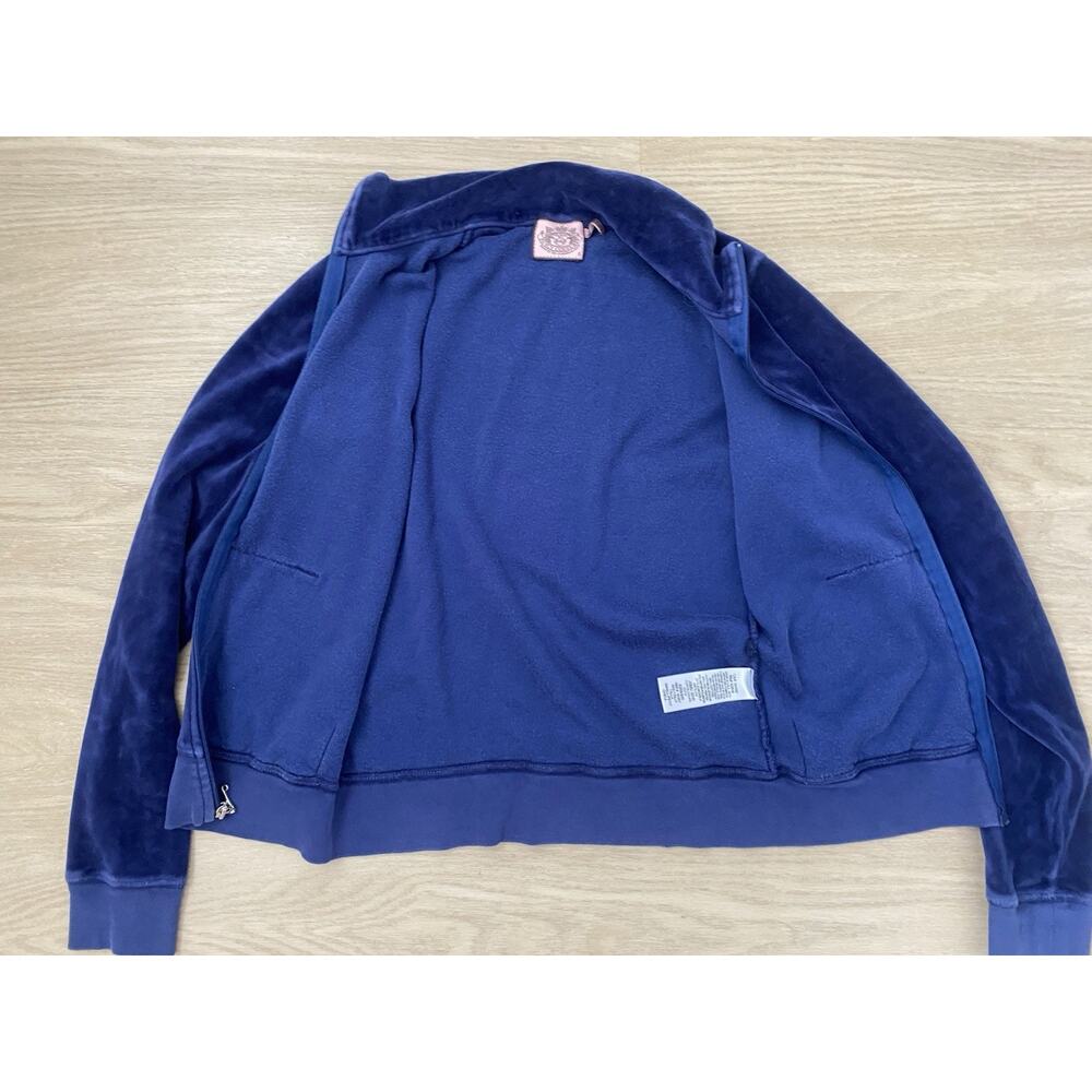 Vintage Y2K Juicy Couture Blue Velour Full Zip High Neck Track Jacket S USA - Picture 3 of 8